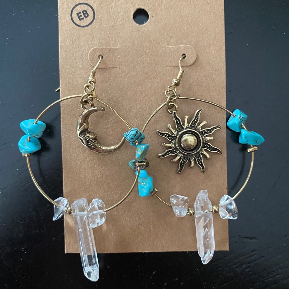 Sun & Moon Crystal Earrings NEW